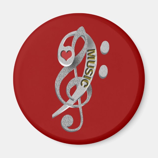 Kärlek Music Clef Sculpture Magnet (Framsidan)