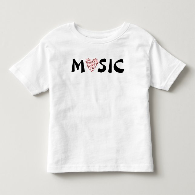 Kärlek Music- Heart Musik noter T Shirt (Framsida)