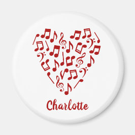 Kärlek Music Heart of Red Musik noter med Namn Magnet