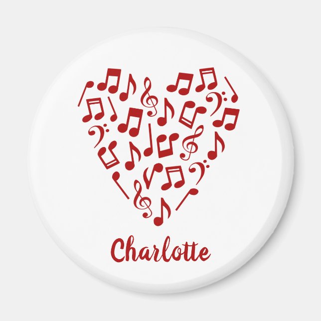 Kärlek Music Heart of Red Musik noter med Namn Magnet (Framsidan)