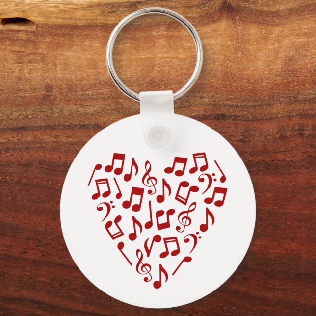 Kärlek Music Heart of Red Musik noter Nyckelring (Framsida)