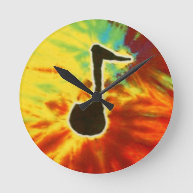 Kärlek Music Note Tie Dye PhatDyes Rund Klocka (Framsida)