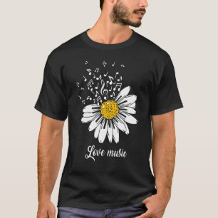 Kärlek Music och Chrysanthemums T Shirt