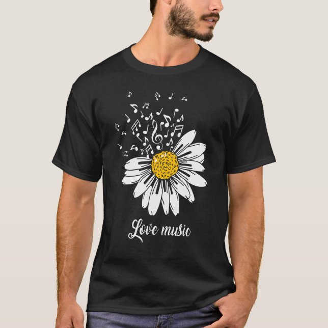Kärlek Music och Chrysanthemums T Shirt (Framsida)