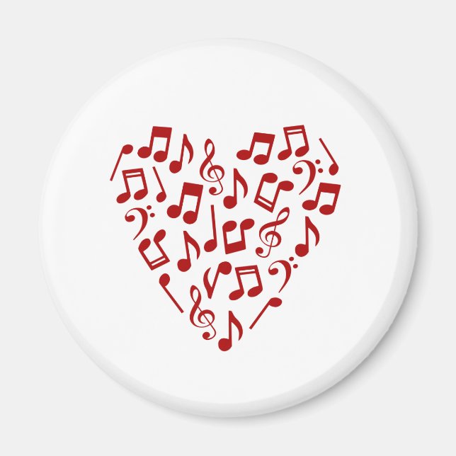 Kärlek Music Red Musik noter Heart Magnet (Framsidan)