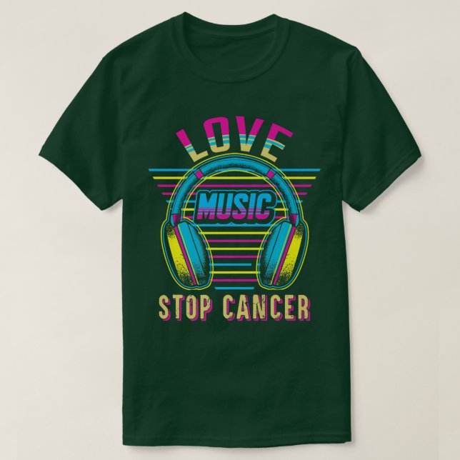 Kärlek Music Stop Cancer Shirt St Jude Breast Canc T Shirt (Design framsida)