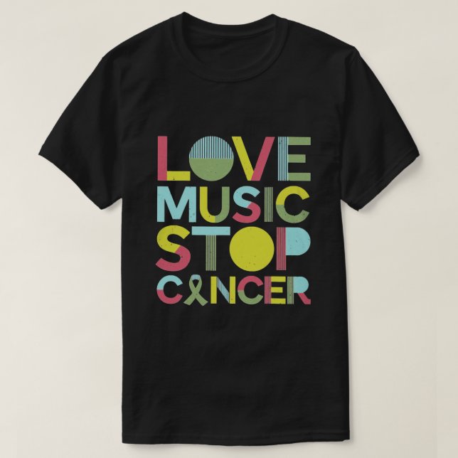 Kärlek Music Stop Cancer St Jude Music T Shirt (Design framsida)