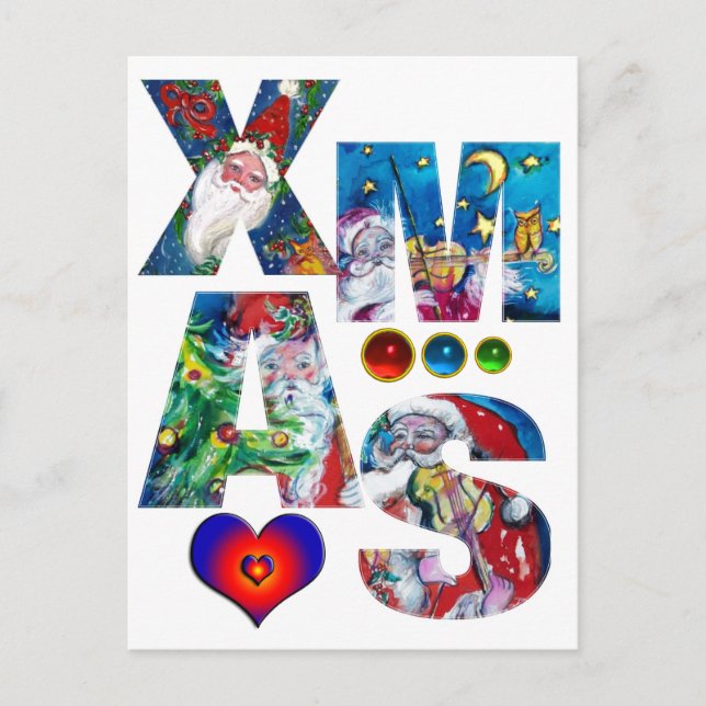 KÄRLEK MUSICAL SANTA JULAFTON PARTY VYKORT (Framsida)