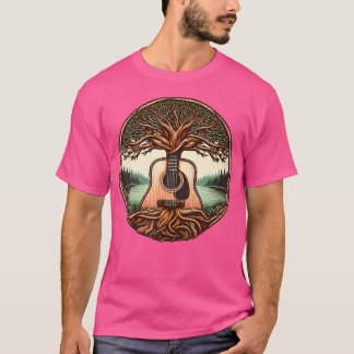 Kärlek Musician Acoustic Guitar Träd Guitar Player T Shirt