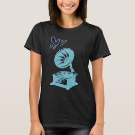 Kärlek Musik Gammaldags Grammofon T Shirt
