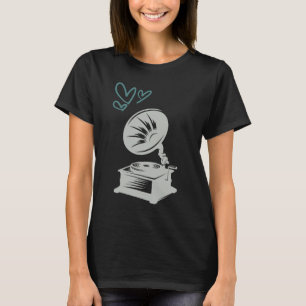 Kärlek Musik Gammaldags Grammofon T Shirt