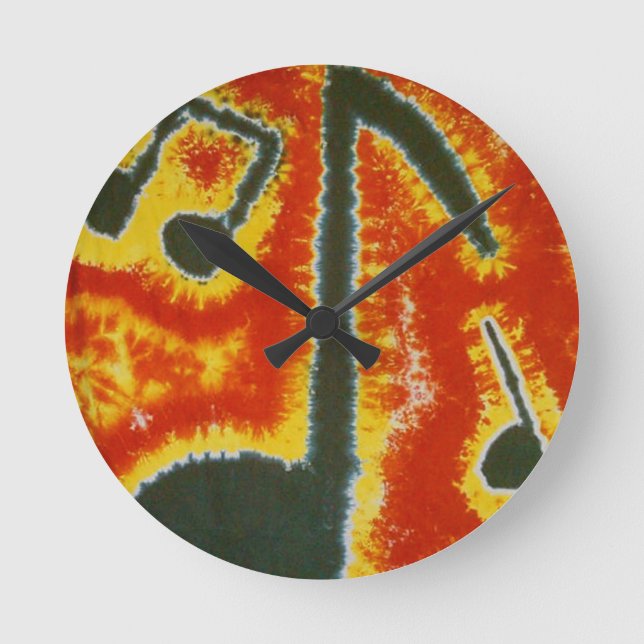 Kärlek Musik noter Tie Dye Rund Klocka (Framsida)