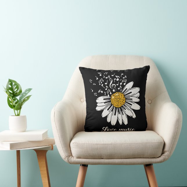 Kärlek Musik Tusenskönas Blomma Kudde (Stol)