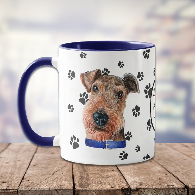 Kärlek My Airedale Terrier Hund Pawprint Mugg (Skapare uppladdad)