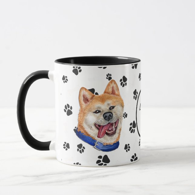 Kärlek My Akita Hund Pawprint Mugg (Vänster)