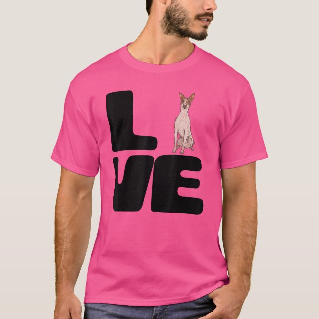 Kärlek My American Hairless Terrier Hund T Shirt (Framsida)