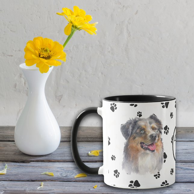 Kärlek My Aussie Hund Pawprint Mugg (Skapare uppladdad)