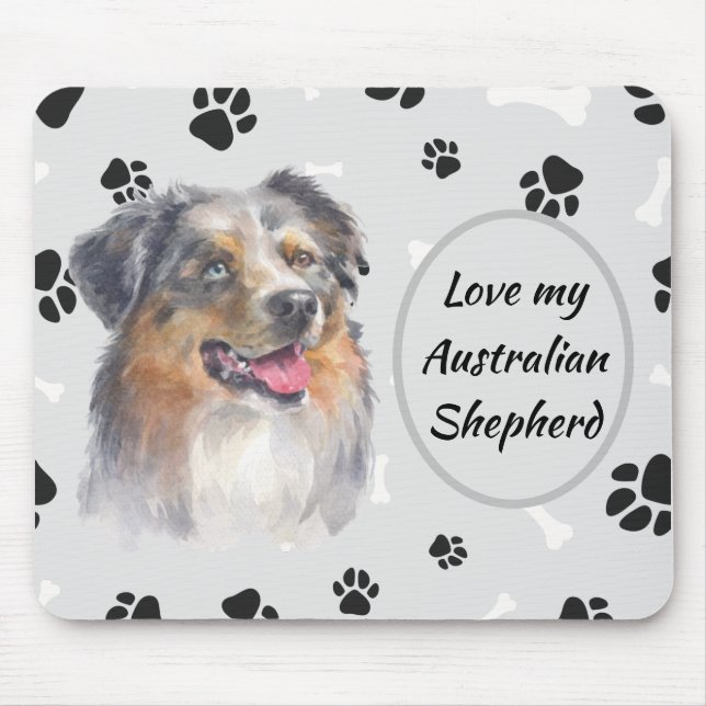 Kärlek My Australian shepherd Hund Pawprint Mouse  Musmatta (Framsidan)
