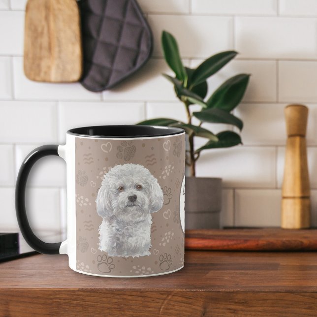 Kärlek My Bichon Frise Hund Pawprint Mugg (Skapare uppladdad)