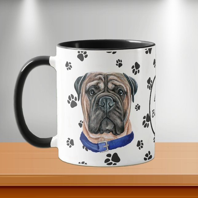 Kärlek My Bullmastiff Hund Pawprint Mugg (Skapare uppladdad)
