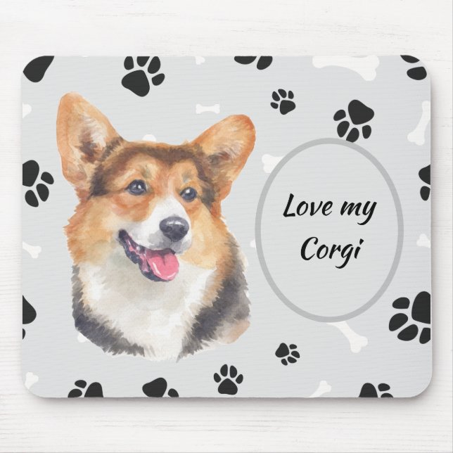 Kärlek My Cardigan Welsh Corgi Hund Pawprint Musmatta (Framsidan)
