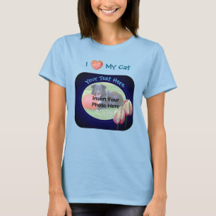 Kärlek My Cat Rosa Tulips Ram Ditt foto T Shirt