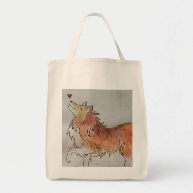 Kärlek My Collie Shopping Tote Tygkasse (Framsidan)