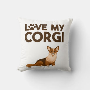 KÄRLEK MY CORGI med Hund Illustration Kudde