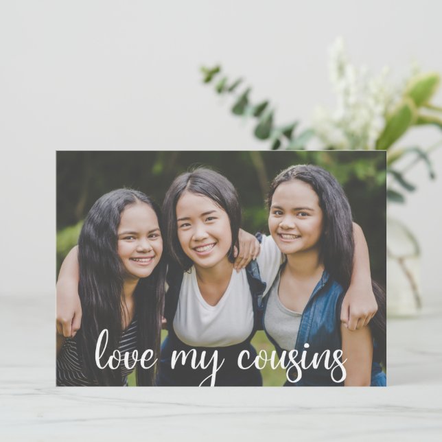 Kärlek My Cousins Cute Anpassningsbar Family Photo Kort (Stående Fram)