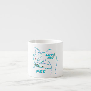 KÄRLEK MY CUTE AQUA PET CAT ESPRESSOMUGG