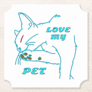 KÄRLEK MY CUTE AQUA PET CAT UNDERLÄGG PAPPER