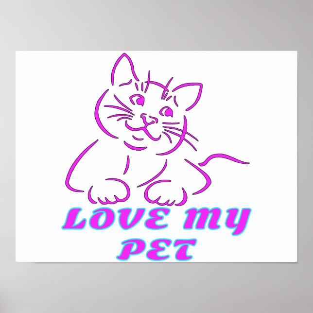 KÄRLEK MY CUTE ROSA PET CAT POSTER (Framsidan)