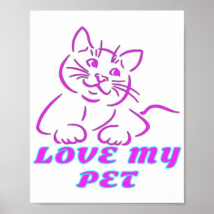 KÄRLEK MY CUTE ROSA PET CAT POSTER