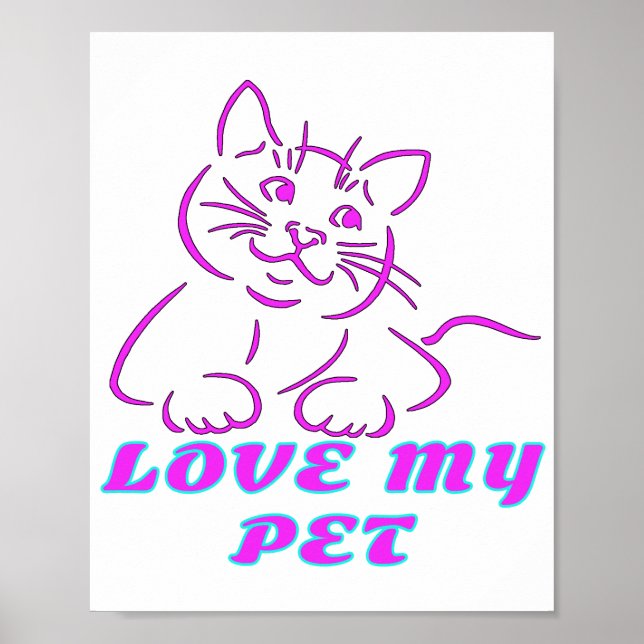 KÄRLEK MY CUTE ROSA PET CAT POSTER (Framsidan)