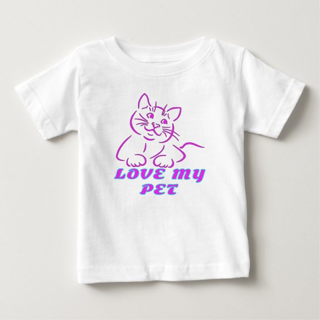 KÄRLEK MY CUTE ROSA PET CAT T SHIRT (Framsida)
