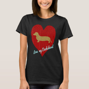 Kärlek My Dachshund Big Red Heart Dachshund Silhou T Shirt