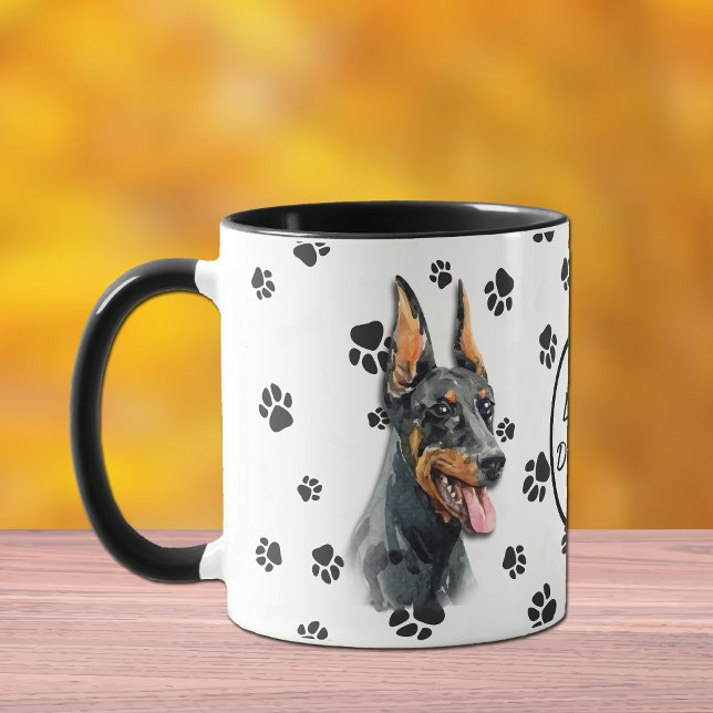 Kärlek My Doberman Pinscher Hund Pawprint Mugg (Skapare uppladdad)