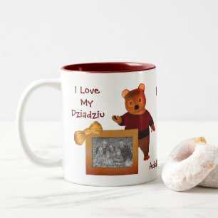 Kärlek My Dziadziu Cute Bear polska farfar Två-Tonad Mugg