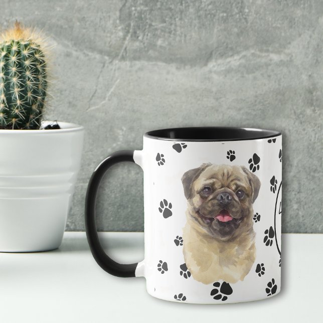 Kärlek My Fawn Pug Hund Pawprint Mugg (Skapare uppladdad)