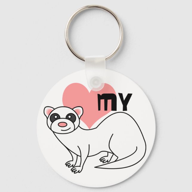Kärlek My Ferret - White Nyckelring (Framsida)
