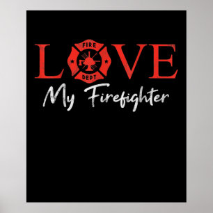 Kärlek My Firefighter Fireman Wife Girlkompis Coup Poster