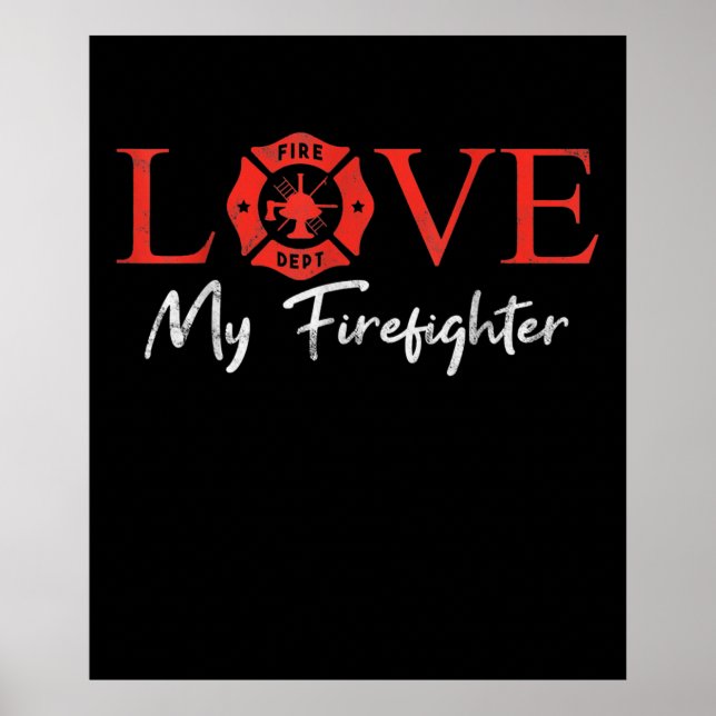 Kärlek My Firefighter Fireman Wife Girlkompis Coup Poster (Framsidan)