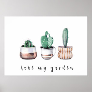 Kärlek My Garden Cactus Poster