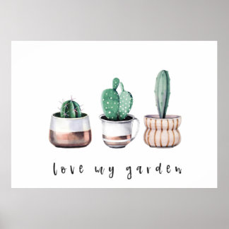 Kärlek My Garden Cactus Poster