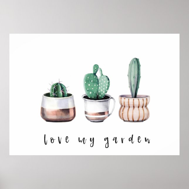 Kärlek My Garden Cactus Poster (Framsidan)