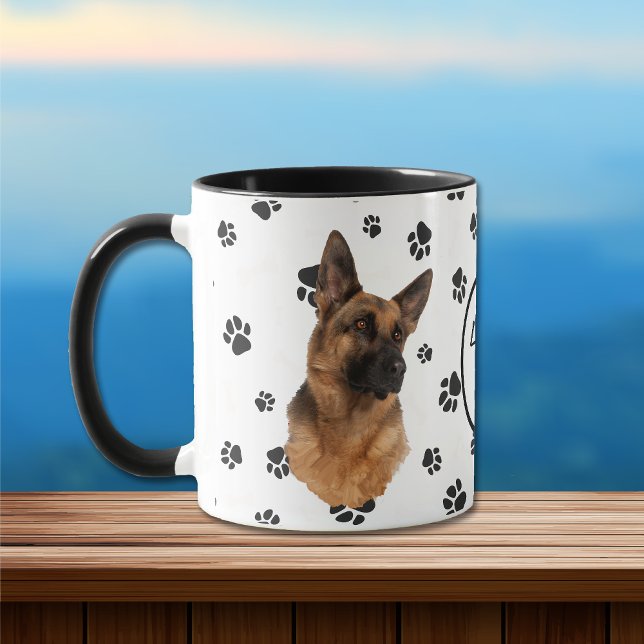 Kärlek My German Shepherd Hund Pawprint Mugg (Skapare uppladdad)