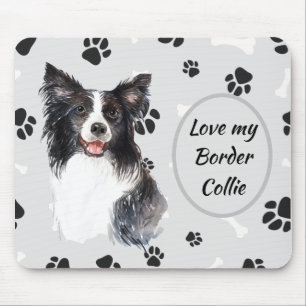 Kärlek My Gräns Collie Hund Pawprint Musmatta