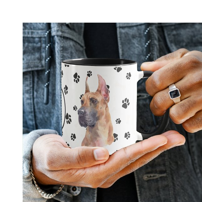 Kärlek My Great dane Hund Pawprint Mugg (Skapare uppladdad)