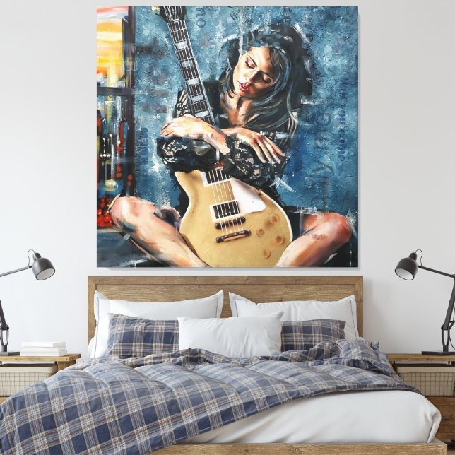 Kärlek My Guitar Canvastryck (Insitu (sovrum))