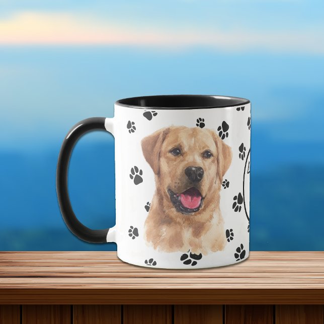 Kärlek My Gult Labrador Retriever Hund Pawprint Mugg (Skapare uppladdad)